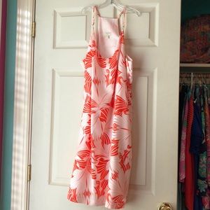 J. Crew Orange and White Dress